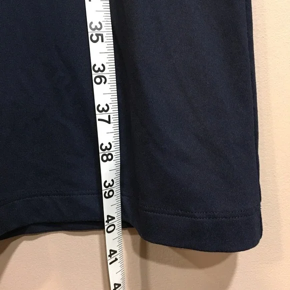 Eddie Bauer Womens L Tall Navy Blue V Neck Faux Wrap Ruched Waist Midi Dress - Picture 4 of 9